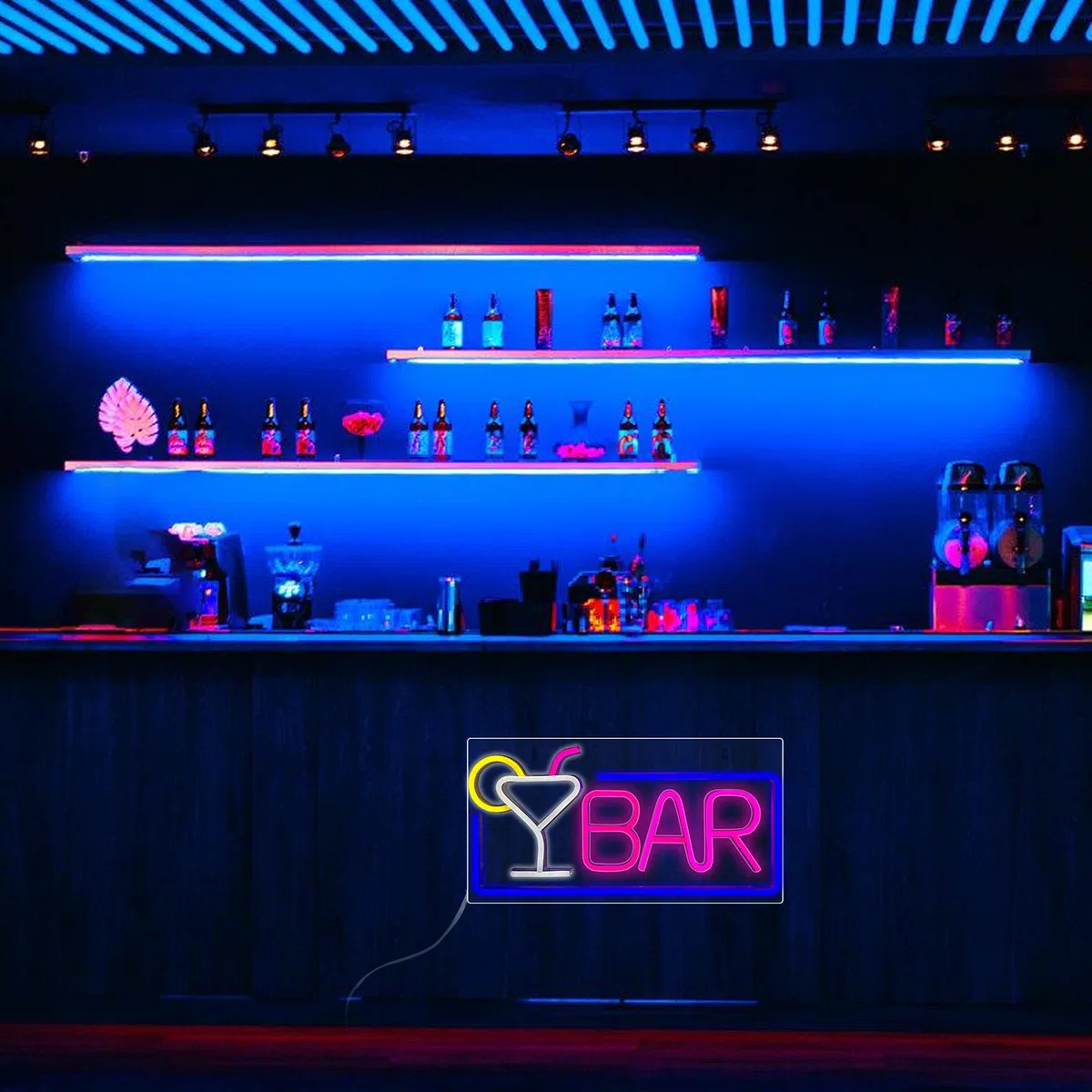Targa LED al neon, decorazione da parete, segnaletica luminosa bar Sign, in acrilico, per interni bar, pub, club, feste (42 x 22 cm)