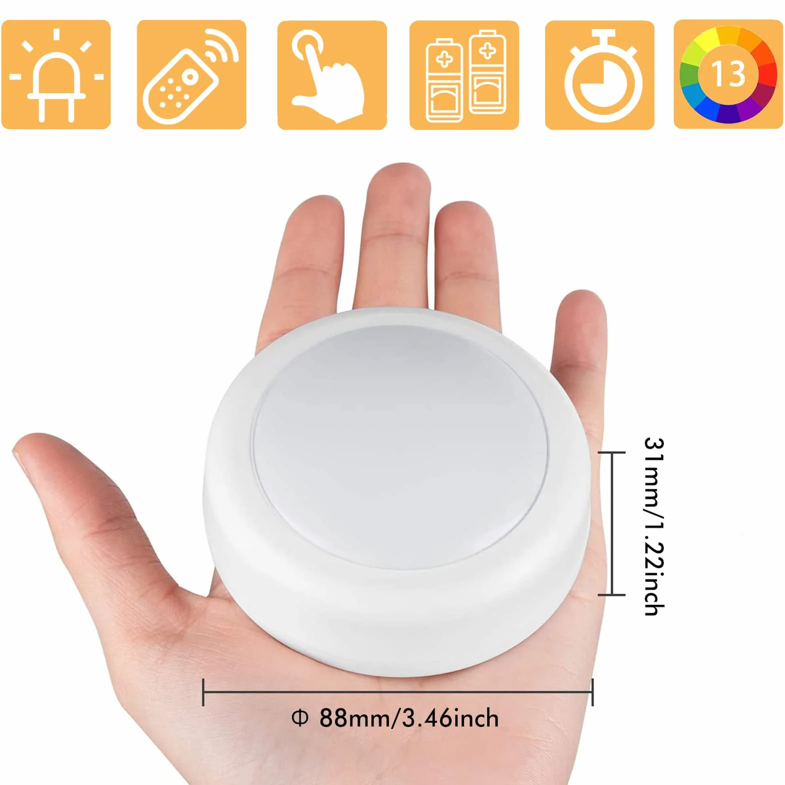 Faretto LED RGB a Batteria, 3 Pezzi Luce da Armadio Senza Fili con Telecomando Luci Sottopensile Cucina Colorate Faretti Senza Corrente Luce Notturna Lampada Adesivi per Scale Vetrine Guardaroba