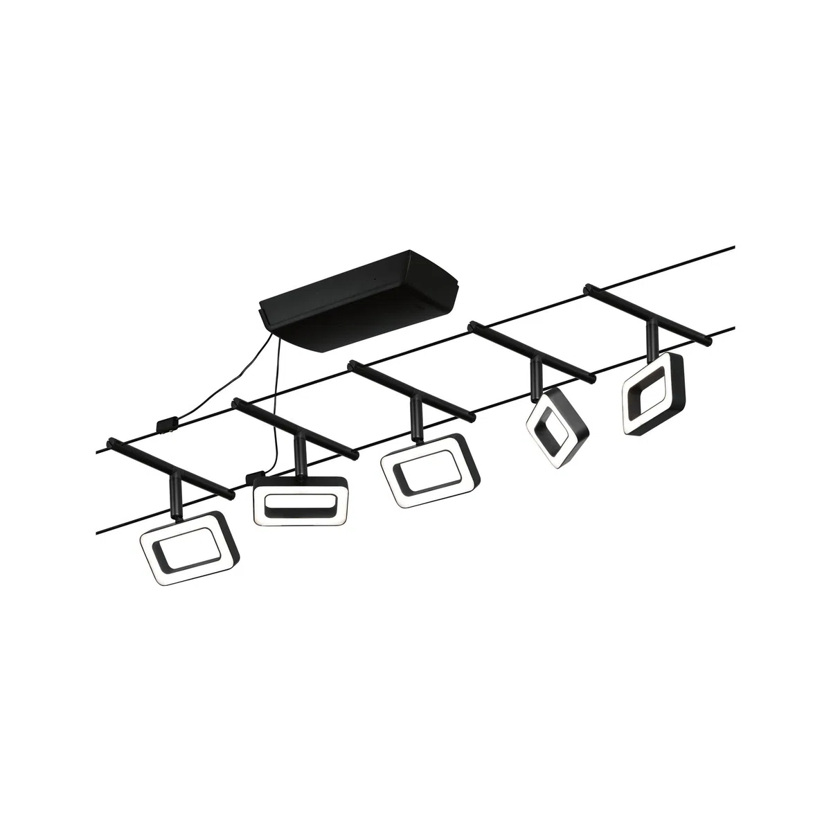 Paulmann 94485 - Kit base a LED, 5 x 400 lm, 5 x 4,8 W, bianco caldo, nero opaco, plastica cromata, metallo 3000 K