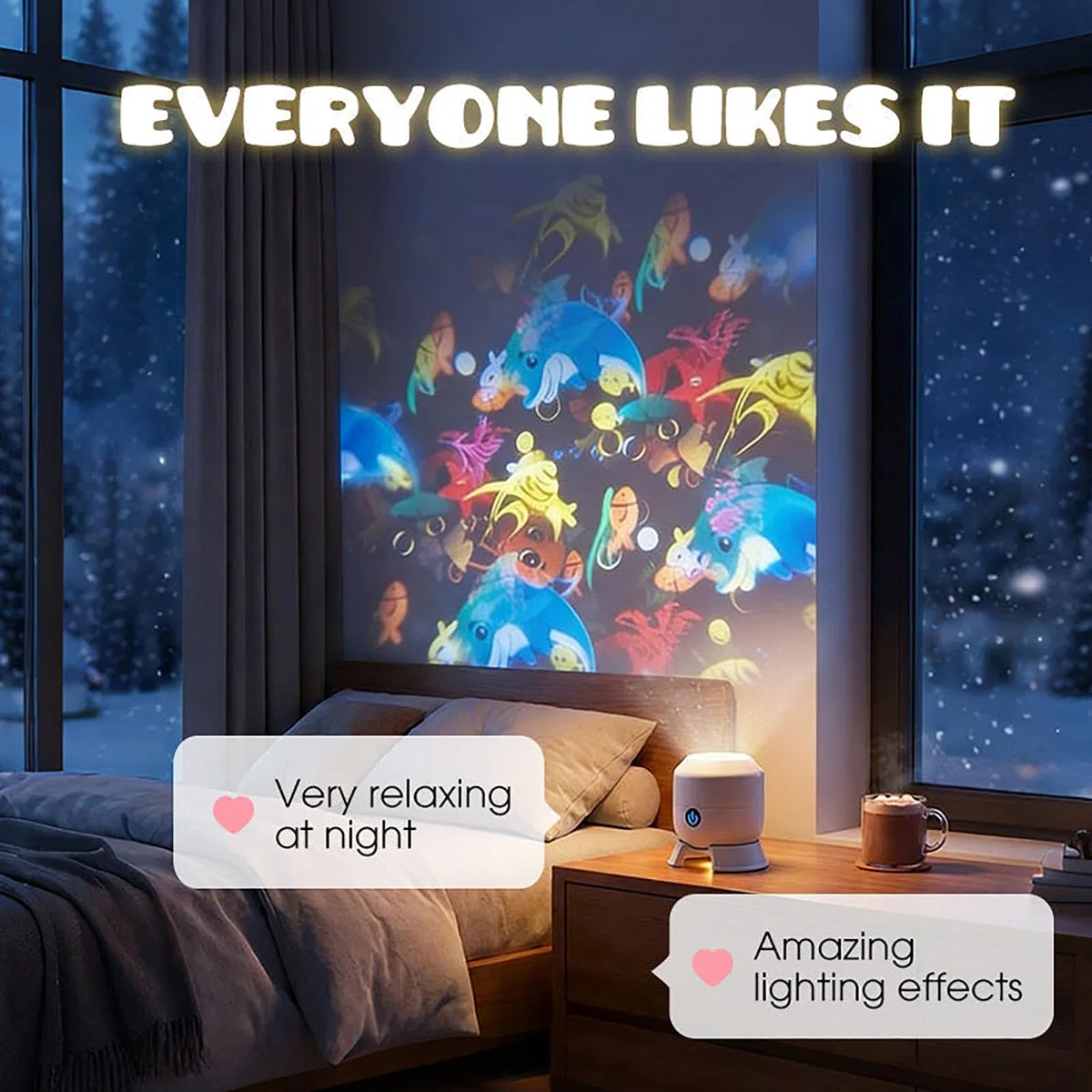 Proiettore di luce LED rotante dinamico per bambini, motivi dinamici fiocchi di neve/Natale/oceano, lampada di proiezione dimmerabile Illuminazione ambientale, Calma e relax (Ocean)