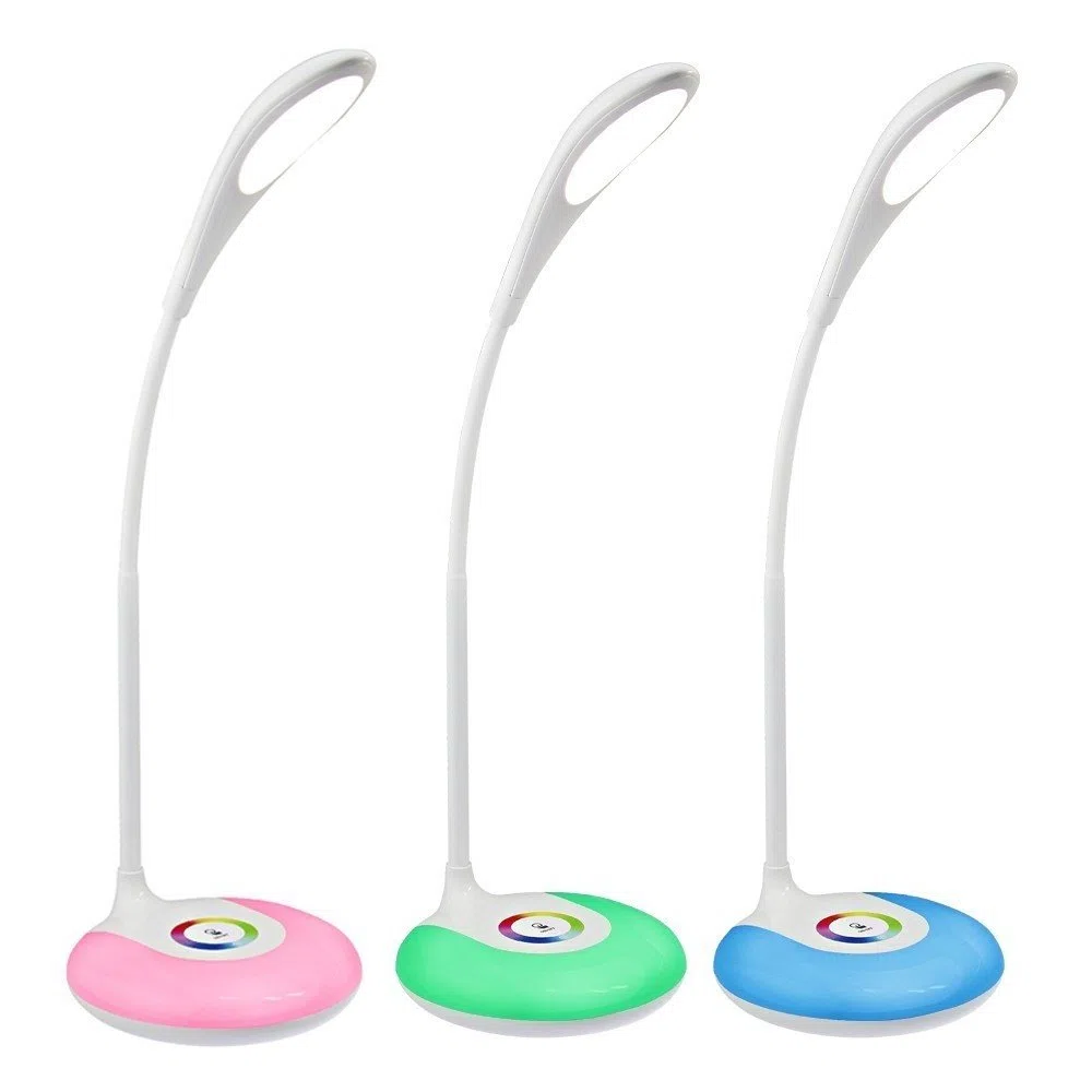 Majestic LL 401 - Lampada LED portatile braccio flessibile, base con luce ambiente multicolore, batteria interna ricaricabile, Bianco