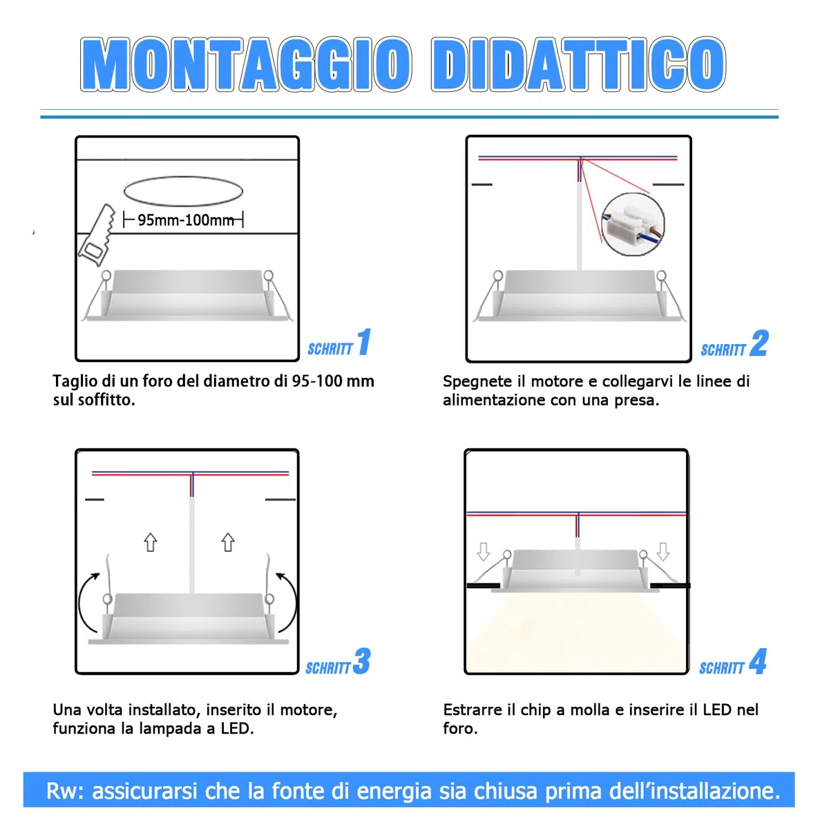 ETUOLMP Faretti led da incasso per cartongesso, 6W 620LM Faretti Led Soffitto Bianco Naturale 4000K, AC 220-240V, Faretto Led Interno IP44 per cappa da cucina, bagno, corridoio, set di 10