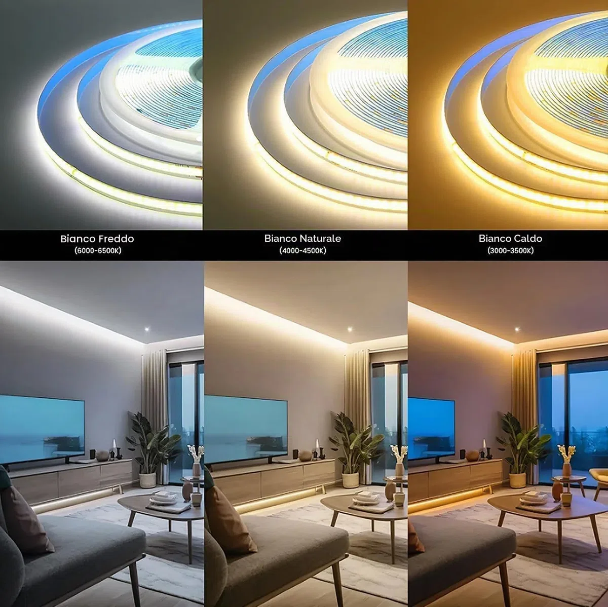 Striscia COB da 5 m AC 220 V, 296 leds/M, IP20, 3000 K, 4000 K, 6000 K, pilota costruita in decorazione per la casa, flessibile, corda a LED (5 m, 6000 K, bianco freddo)