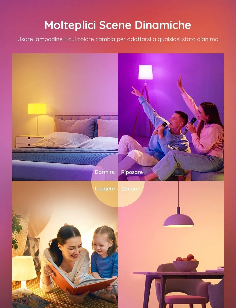 Govee Lampadina LED E27 Intelligenti WiFi e Bluetooth, Compatibile con SmartThings, Matter, Alexa e Google Assistant, 800lm, 16 Milioni di Colori RGBWW fai da te, Lampadina Smart, Set di 2