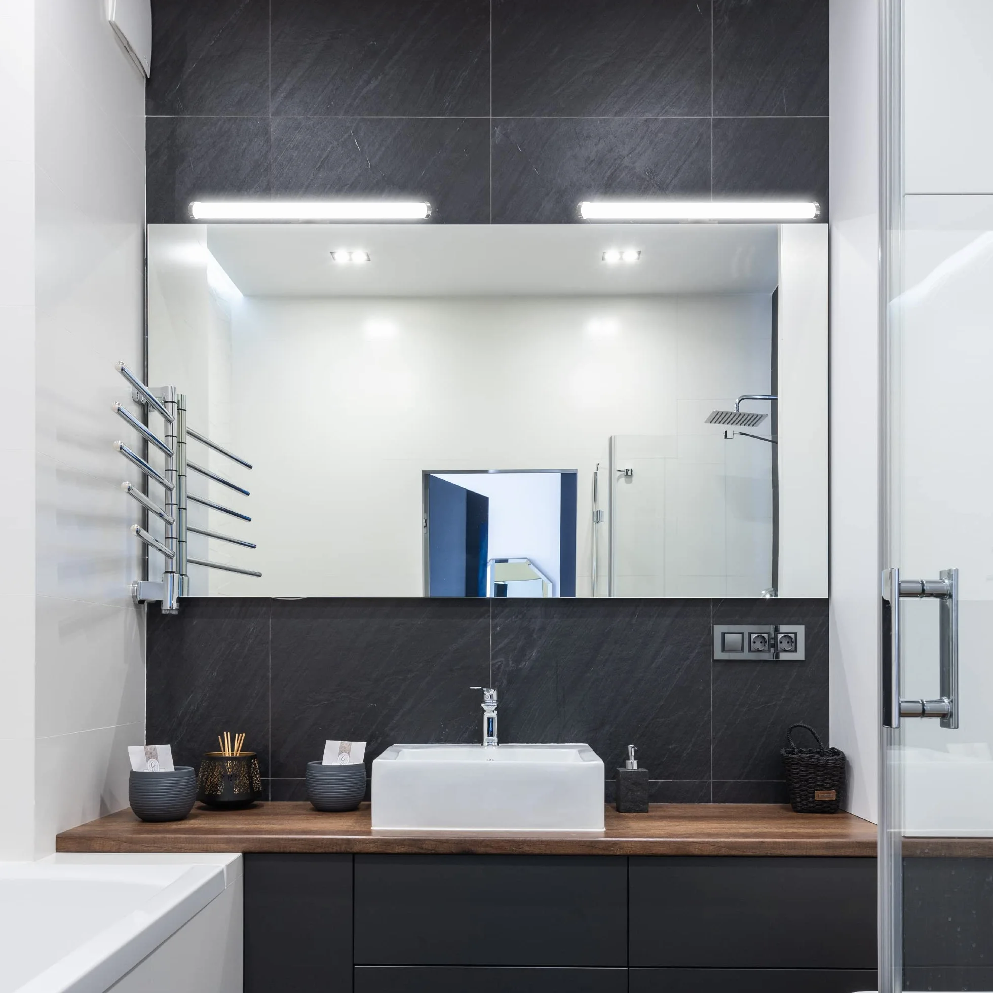 Aourow Lampada da Specchio a LED 40cm 10W 1200lm,Luce Specchio Bagno Super Luminosa Bianca Neutra 4000K,Impermeabile IP44,Applique Specchio Bagno No Strobo 230V,Classe II(Senza Interruttore)