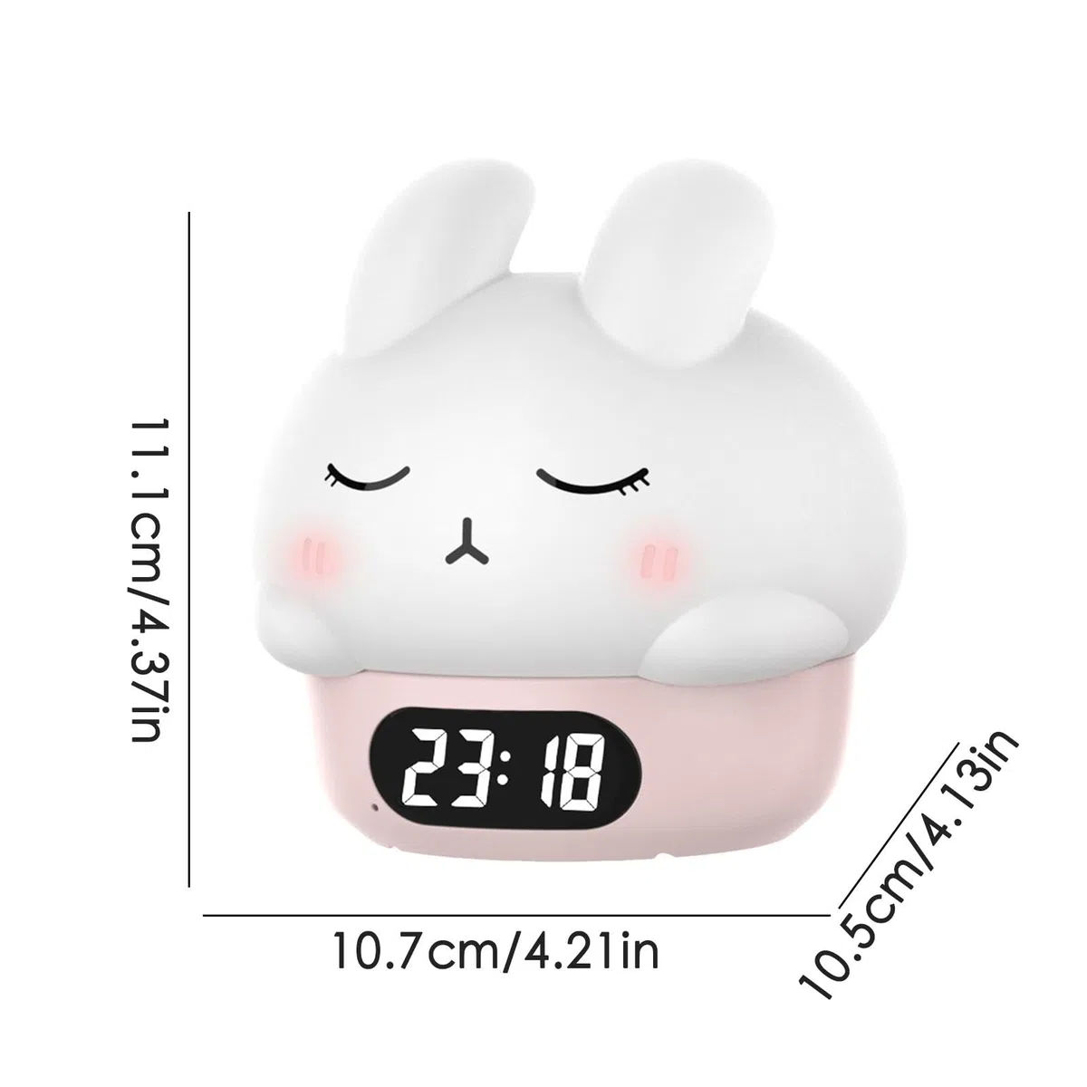Generisch Orologio da coniglio, sveglia a forma di coniglio, divertente sveglia a forma di coniglio, luce in silicone, sveglia digitale a coniglio, divertente sveglia per camera da letto, vita dei