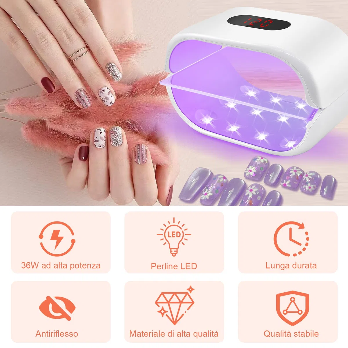 Lampada UV per resinas,lampada a doppio lato in resina UV con display LED,36 W,asciugatura rapida,regolazione dell'ora regolabile,utilizzabile per fai da te,resina,forme di Gioielli