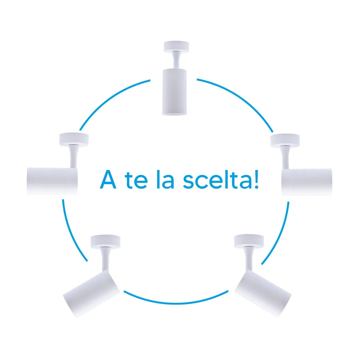 Eurekaled Portafaretto da soffitto o parete GU10 - Faretto spot orientabile 360° con fascio direzionabile - Lampadina intercambiabile - Per soggiorno, cucina, corridoio - IP20 (Bianco)