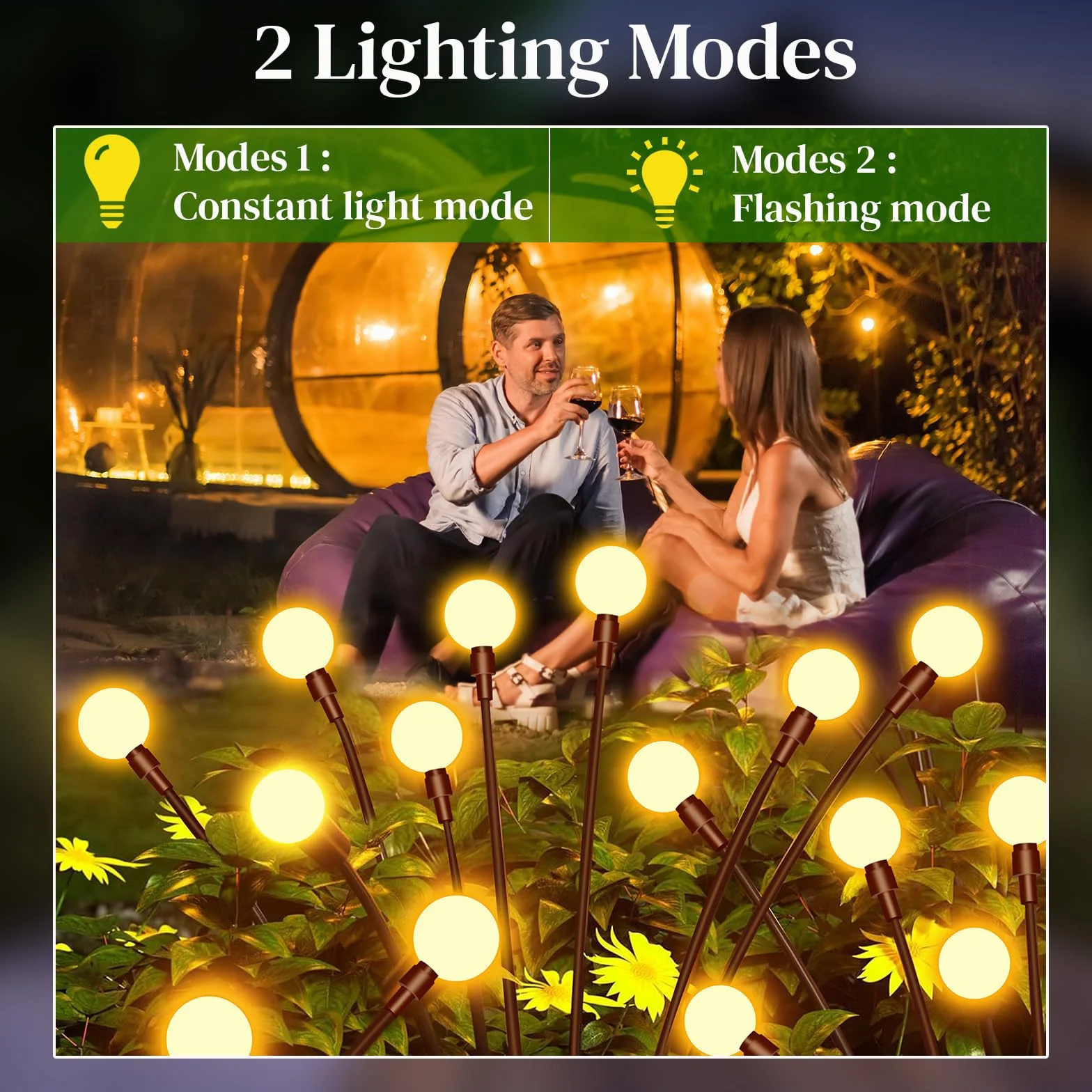 4 Pezzi Luci Solari Giardino Esterno, 10 LED Lucciole Luci Solari da Giardino, IP65 Impermeabile, Lampade Solare Lucciole Decorazione per Terrazza Percorso Prato Balcone Paesag(Bianco Caldo)