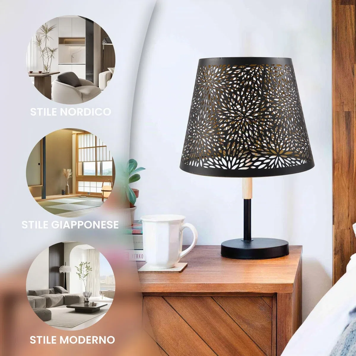 Paralume in Metallo E14 E27 Paralumi Lampade Paralume Lampada in 13x19x15 cm a Forma di Albero con Design Adatto a Qualsiasi Applique, Lampada da Tavolo o Floor Lamp Nero