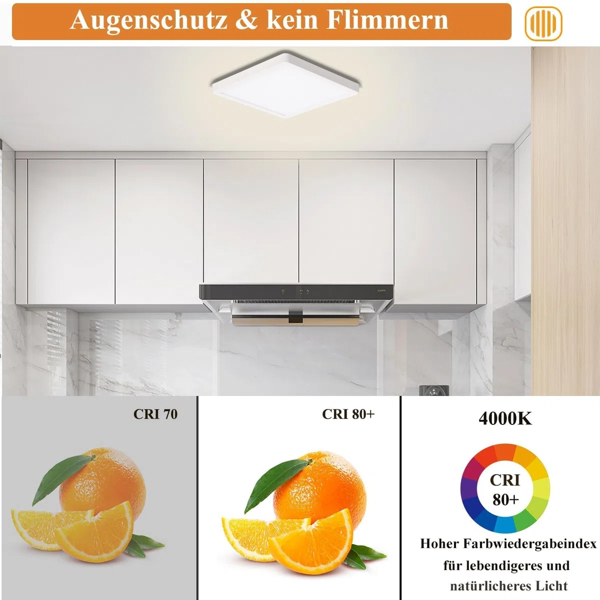 Ouyulong Plafoniera a led Quadrato, 18W 4000K 1620LM 23cm IP44, Adatto per soggiorno, camera da letto, bagno, cucina, seminterrato, corridoio, balcone (1 Pc)