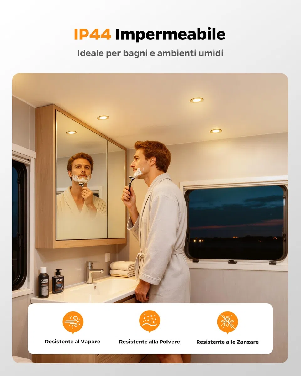 Sanyoung Faretti LED Incasso 12V Dimmerabile, 3W IP44 Faretti led Soffitto Ultrasottile 3000K Bianco Caldo 240LM, Foro 58-62mm, Alluminio Luci LED Camper 12V per Barca Cucina Bagno, Nero, Set di 3
