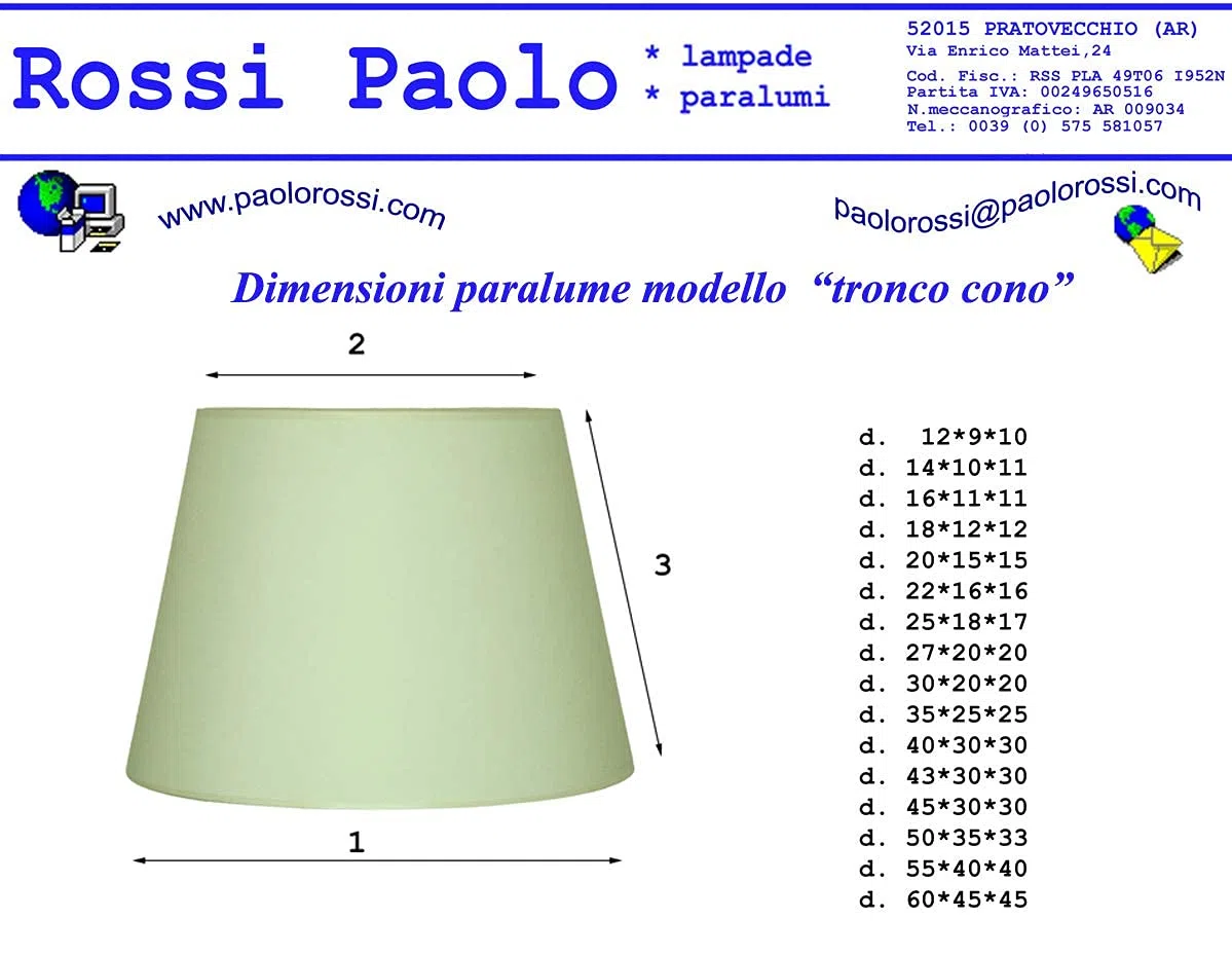Paolo Rossi Paralume Prime tronco cono in tessuto avorio e interno PVC - Produzione Propria - Made in Italy (diametro cm 30)