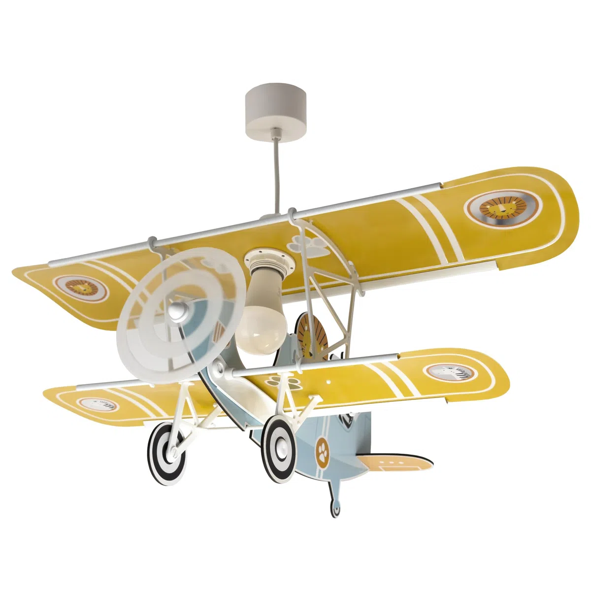 Dalber Lampada a sospensione per cameretta dei bambini, lampada da soffitto per bambini, 54602, E27, 15 W LED, Blu, Giallo, 66 x 23.5 x 9.5 cm