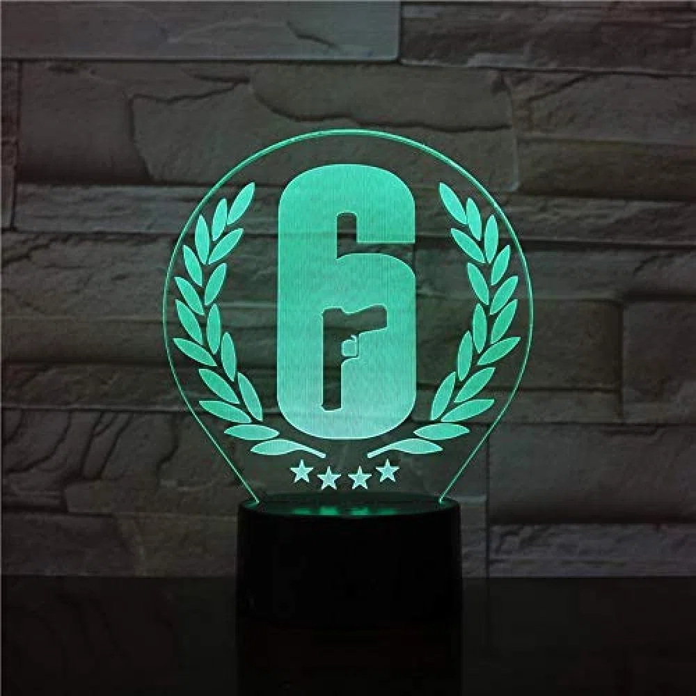 Lampada da notte a LED 3D Rainbow Six Siege Touch Control Sensor 7 colori che cambiano regalo per bambini Fps Tavolo da gioco Rainbow 6 Lampada di design