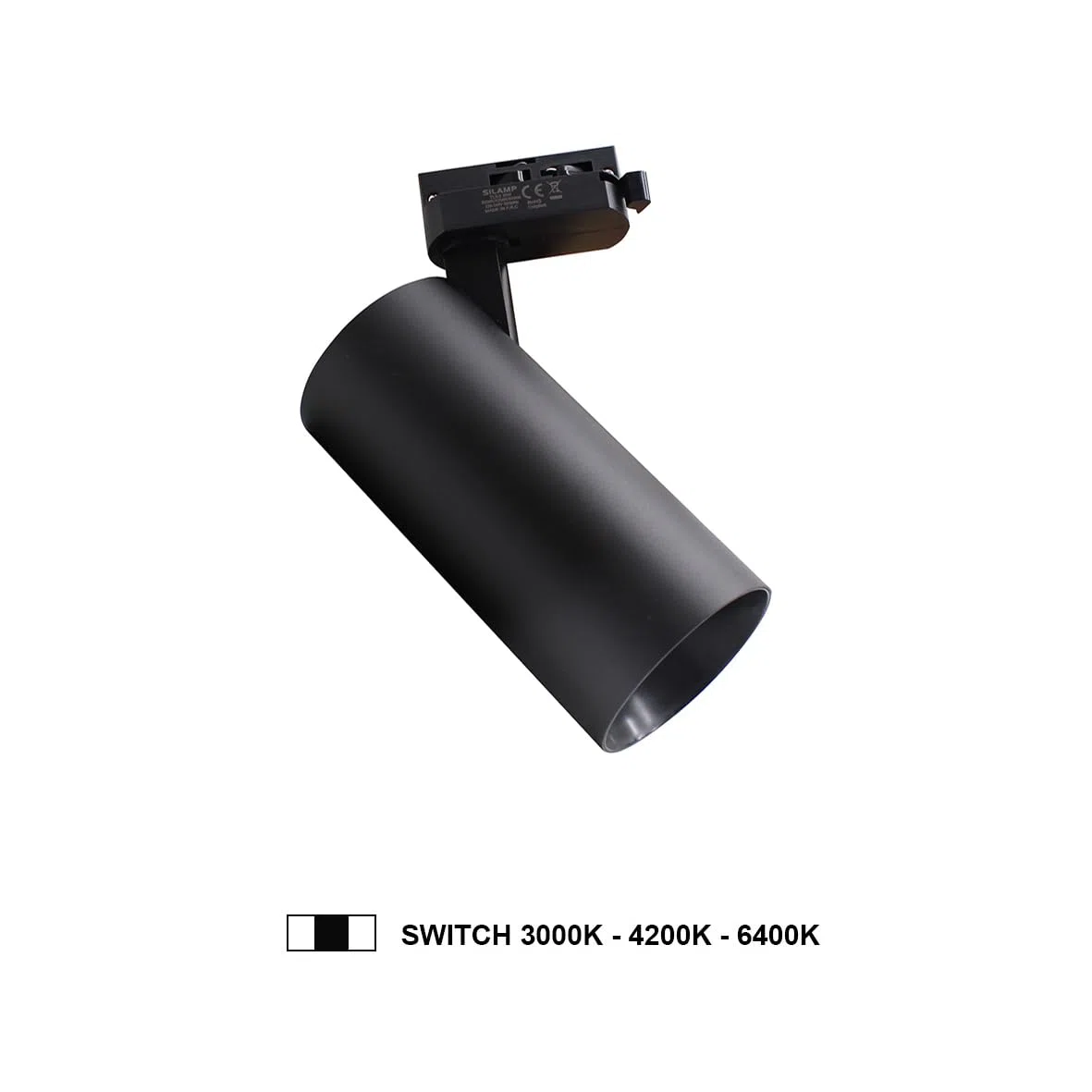FARETTO LED A BINARIO MONOFASE 30W 220V NERO LUCE SWITCH 3000K-4200K-6400K