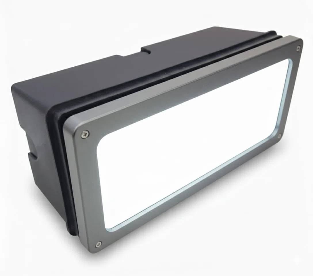 Generico Segnapasso da Incasso Esterno Made in Italy, IP65, Attacco E27 per Lampadine LED, Plafoniera Segnapasso in Policarbonato e Vetro Temprato, ControcassaInclusa,(Colore Nero Dim -270x120x122)