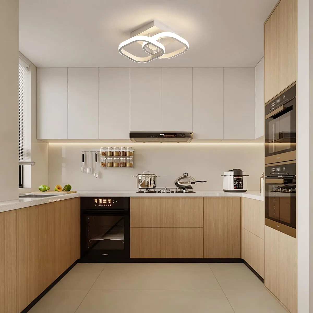 Osairous Plafoniera LED Soffitto Moderna, Lampadario LED Soffitto Bianco 2137LM, Lampada da Soffitto Quadrata per Camera da Letto Soggiorno Cucina Studio, Luce Neutra 4500K, 29CM