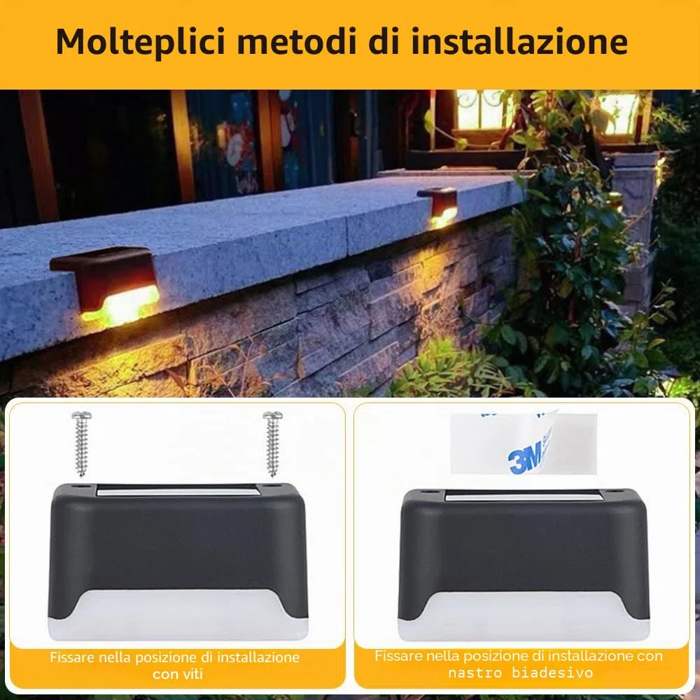 16 Pezzi Luci Solari per Esterni, Luci a LED Impermeabili, Luci Solari Da Giardino per Scale Esterne, Gradini, Recinzioni, Cortili, Patio, Grondaia, Sentiero, Decorazione (Nero, Bianco Caldo)