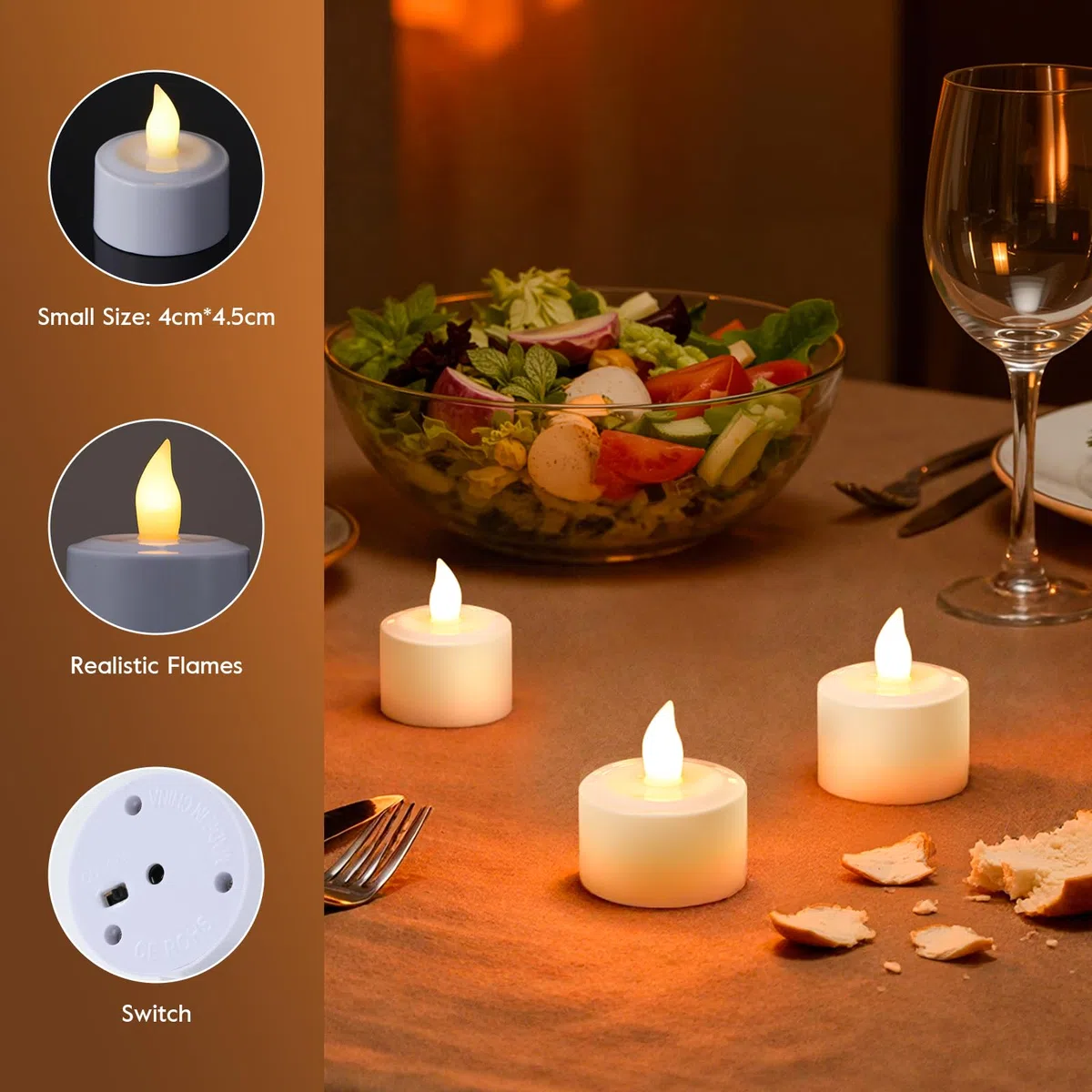 EXTSUD 6 Candele a LED Ricaricabili con Dock di Ricarica Candela Led Senza Candele Led Fiamma Oscillante per Casa Tavolo Natale Compleanno Matrimonio Decorazione