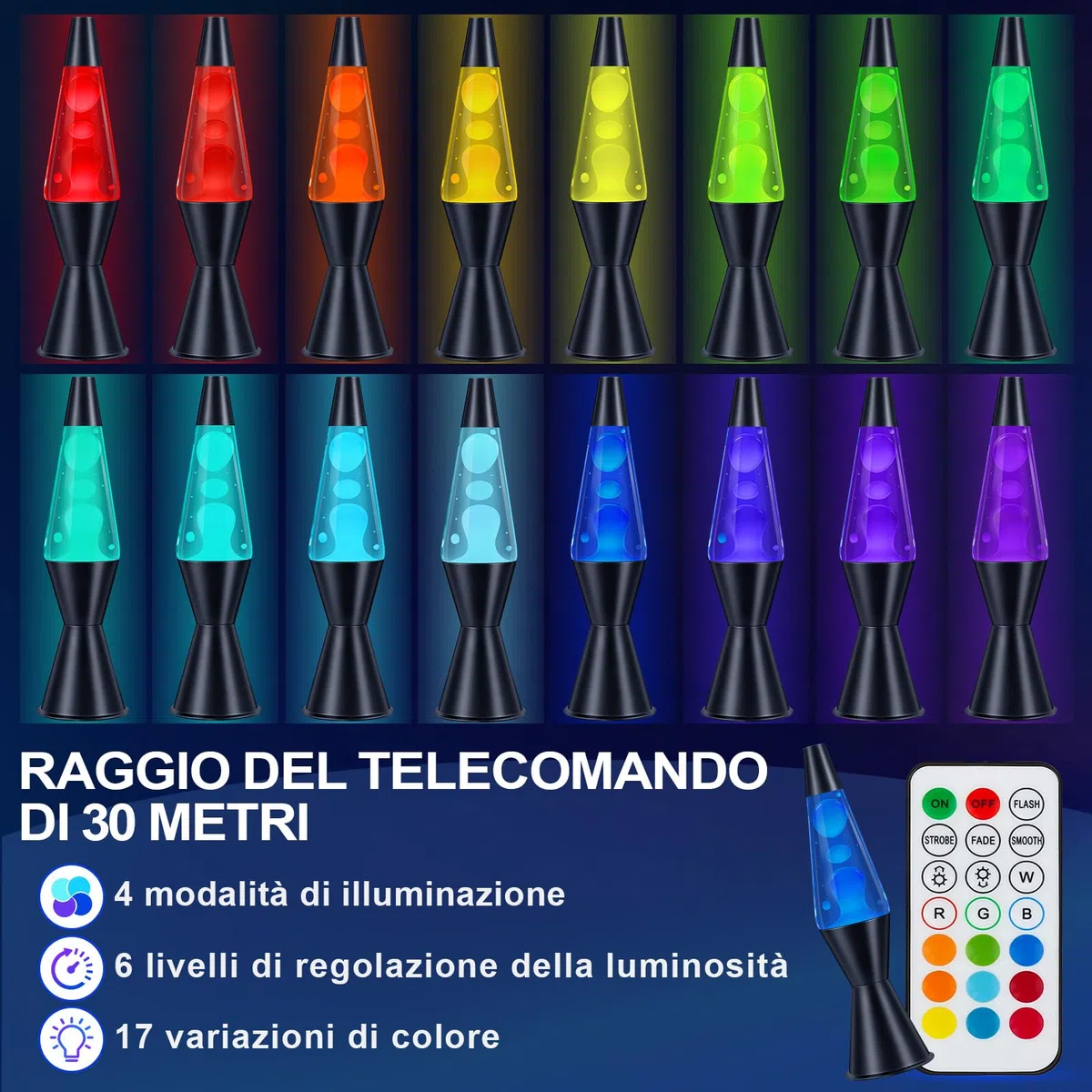 BuzzoXerex Lavalampe, Lava Lampe 38 CM 17 Colori, Lavalampen con Telecomando Lava Lamp per Adulti e Bambini Ideale per Casa, Camera da Letto, Ufficio, San Valentino e Compleanni