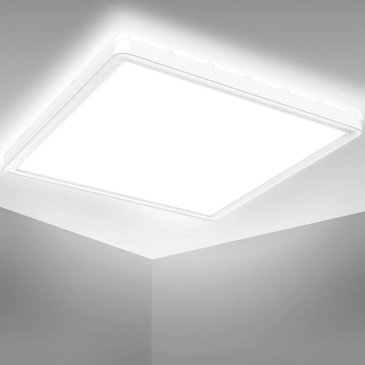 B.K.Licht Plafoniera LED ultrapiatta, Lampada da soffitto per bagno, luce bianca neutra, 18W, 29x29cm, illuminazione indiretta, Bianca