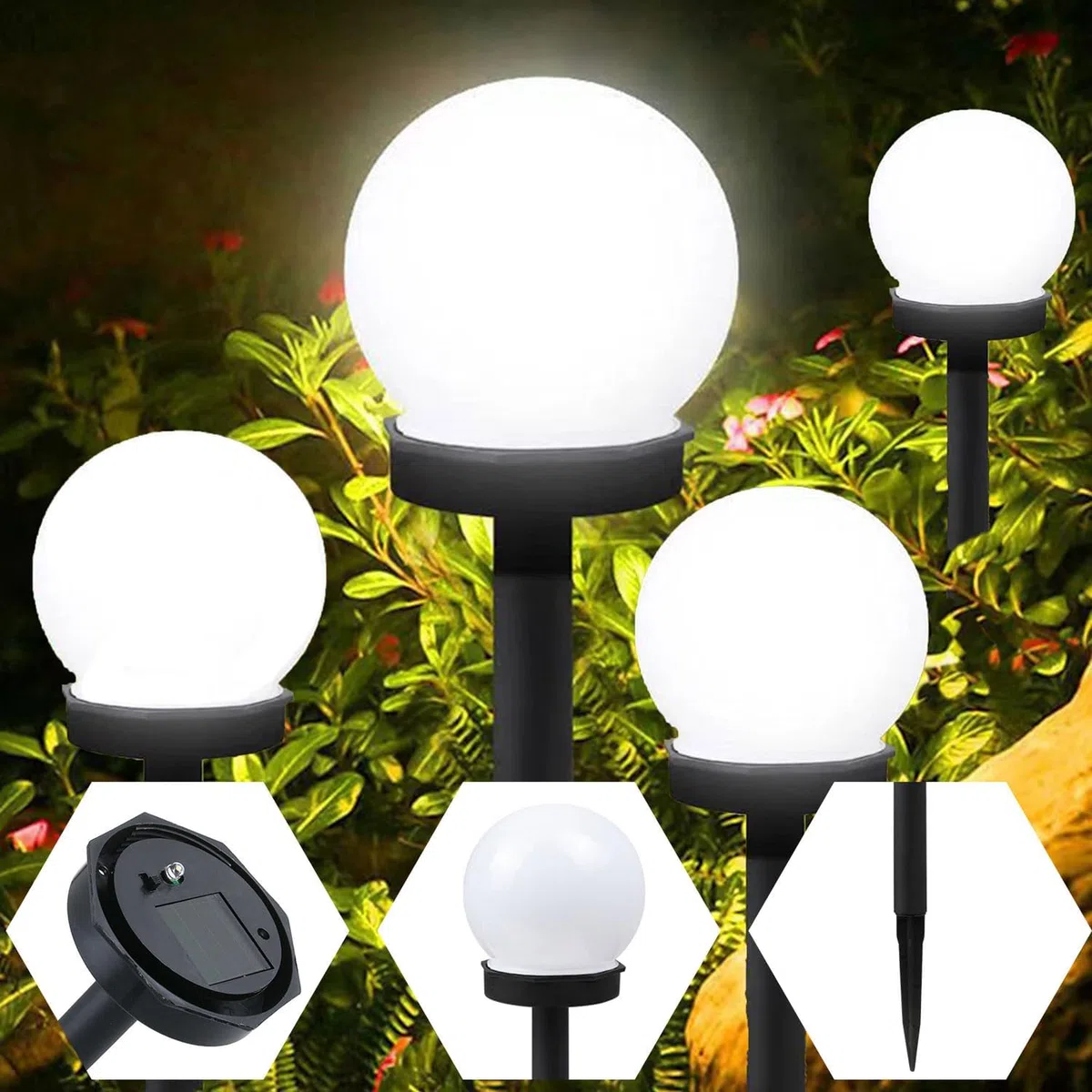 Shengruili 6 lampade solari per esterni, a sfera solare, giardino e impermeabili