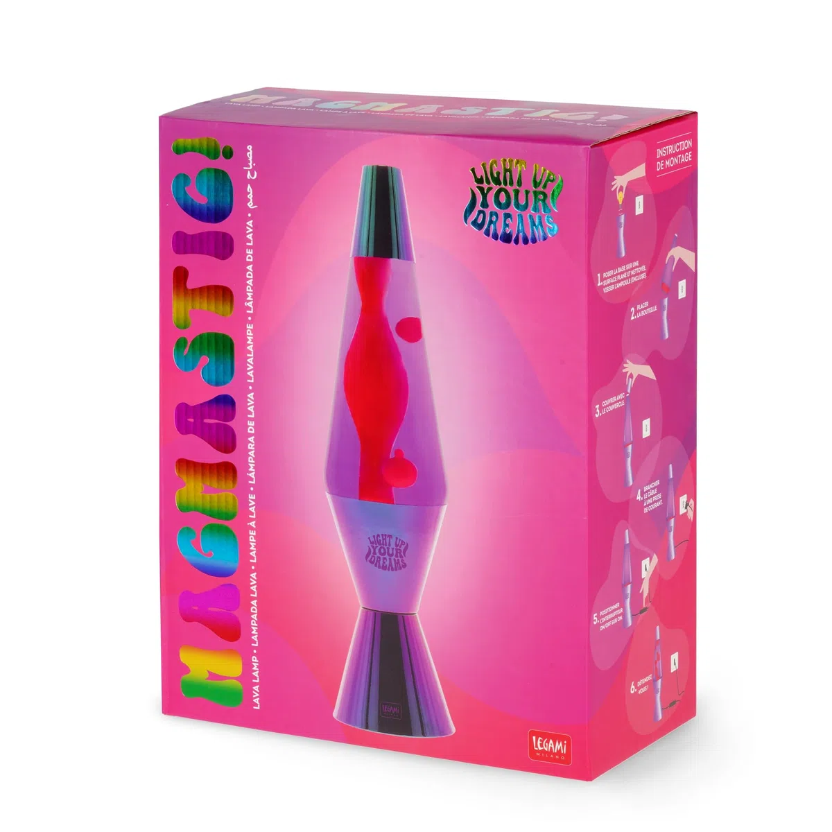 Legami - Lava Lamp Magmastic, Lampada Lava Effetto Rilassante, Liquido Viola Lava Rosso, Lampadine Incluse, Diametro 11 cm, Altezza 36,3 cm, Tema Holo Fairy