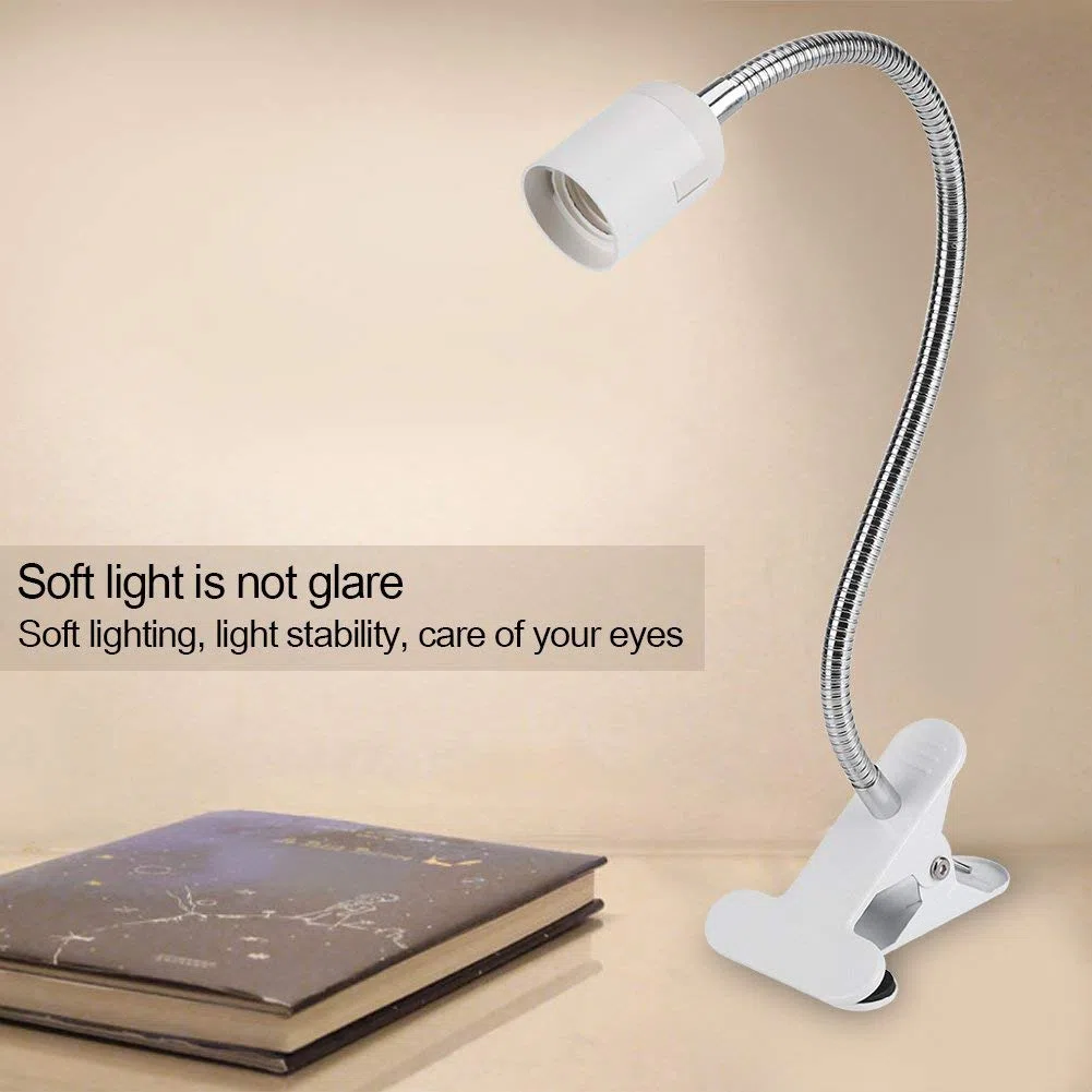 Lampade con Pinza, Lampada Lettura Comodino E27 Lampada a Morsetto LED Regolabile, Lampada a Collo di Cigno 360° Flessibile, Lampada Scrivania per Camera Letto, Scrivania, Ufficio