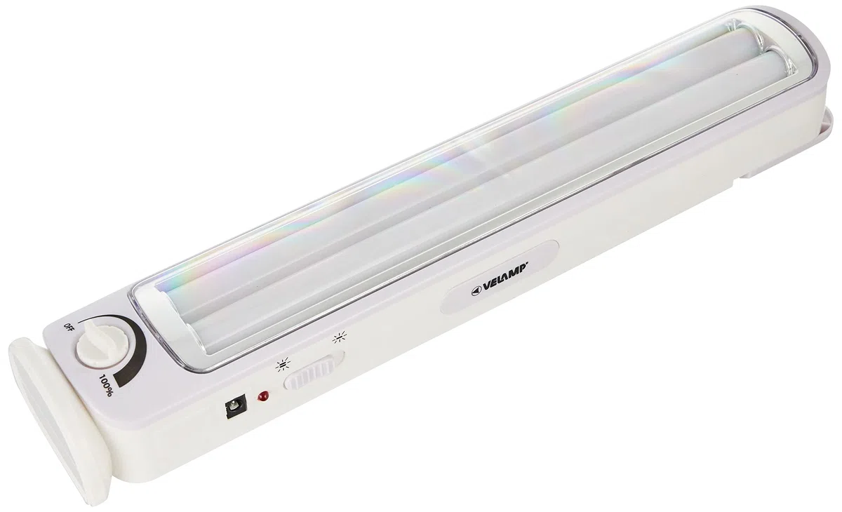 Velamp BIG TWIX - Lampada di Emergenza Portatile Ricaricabile, LED, Super Luminosa (500 lumen) - Dimmerabile - Con Caricabatteria Esterno, Sicura, Leggera e Compatta