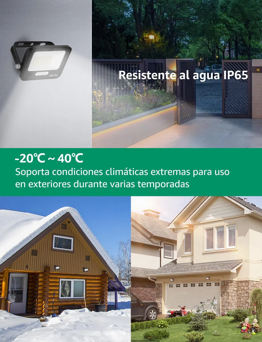 Aigostar Faretto LED da Esterno 20W 1650LM: Faretti LED Esterno Impermeabile IP65-6500K Bianca per Giardino Cortile Garage Pareti. 4 pcs