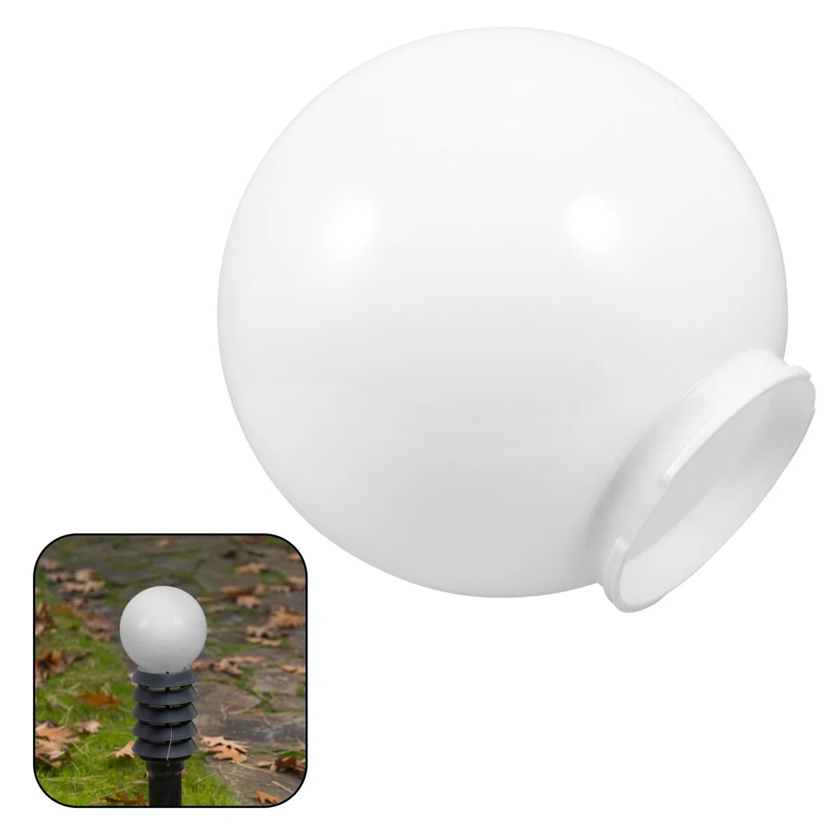 HANABASS Paralume Sferico in Acrilico Bianco Latte per Esterni, Coprilampada a Globo Diametro 25 Cm Modanatura, Accessorio per Lampada da Giardino e Decorazione Luminosa Elegante
