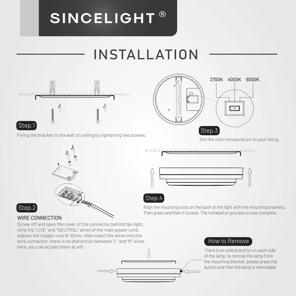 SINCELIGHT LED Plafoniere o Applique per Esterni e Bagno, IP65 Impermeabile, Φ222mm, 18W, 2000lm, Moderna Lampade da Soffitto, Nero, Colore Regolabile da Bianco Caldo a Bianco Freddo