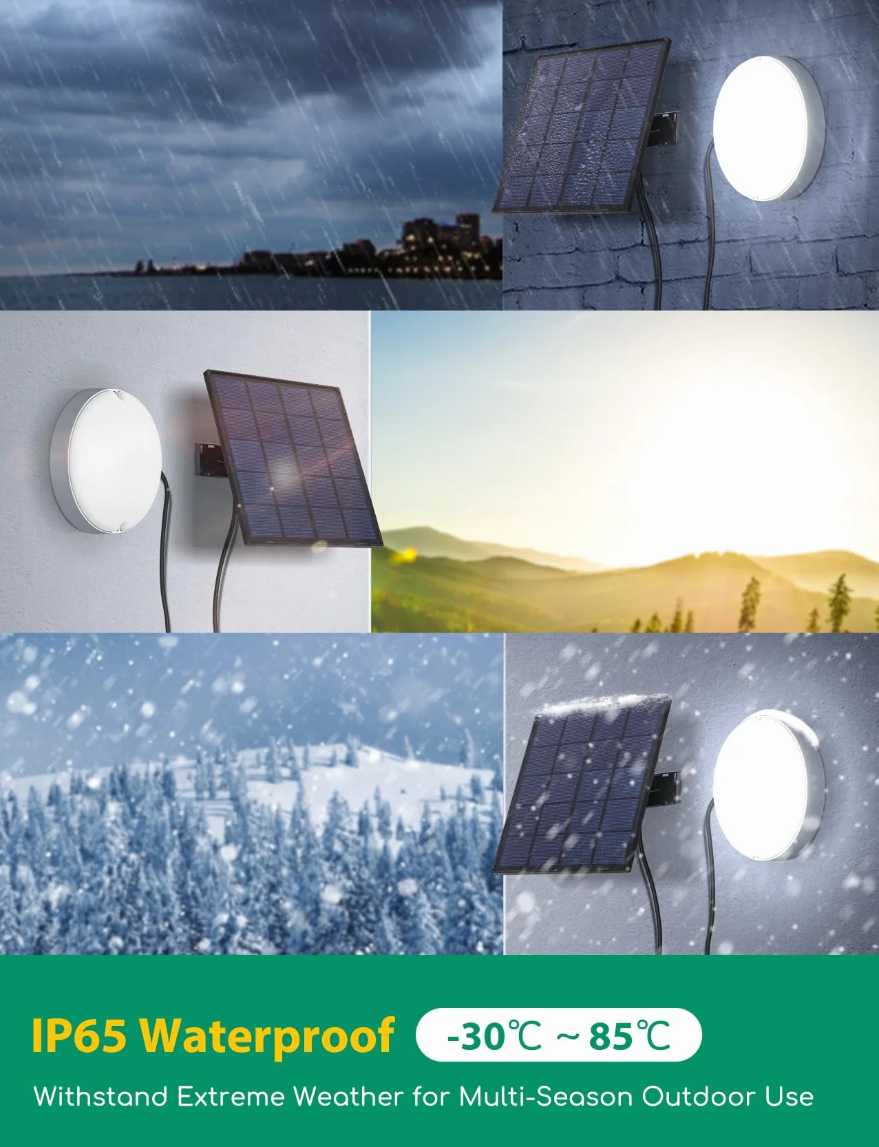 Aigostar Luce Solare Led Esterno con Telecomando 50W 500LM Lampade da Esterno solari IP65 Impermeabile plafoniera solare per interni/esterni, regolabile 3000K/4000K/6500K, Lunghezza cavo 3M