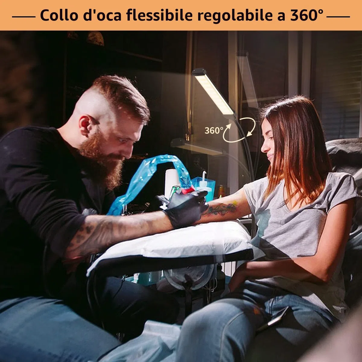 iFalarila Lampada da Terra 120 LED 10W, Piantana con 3 di Colore e 10 Luminosità, Lampada a Stelo Flessibile a Collo d'oca per Soggiorno, Camera da Letto, Ufficio(Nero)
