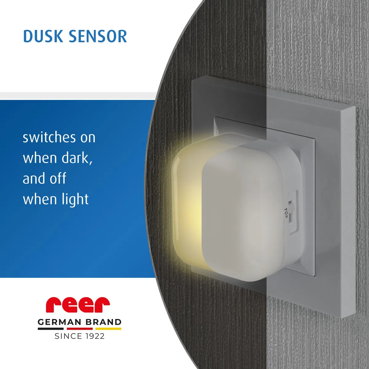reer SleepLight 2 in 1, luce notturna per presa di corrente e con funzionamento a batteria, modalità on-off e sensore, luce d'atmosfera per bambini, eucalipto