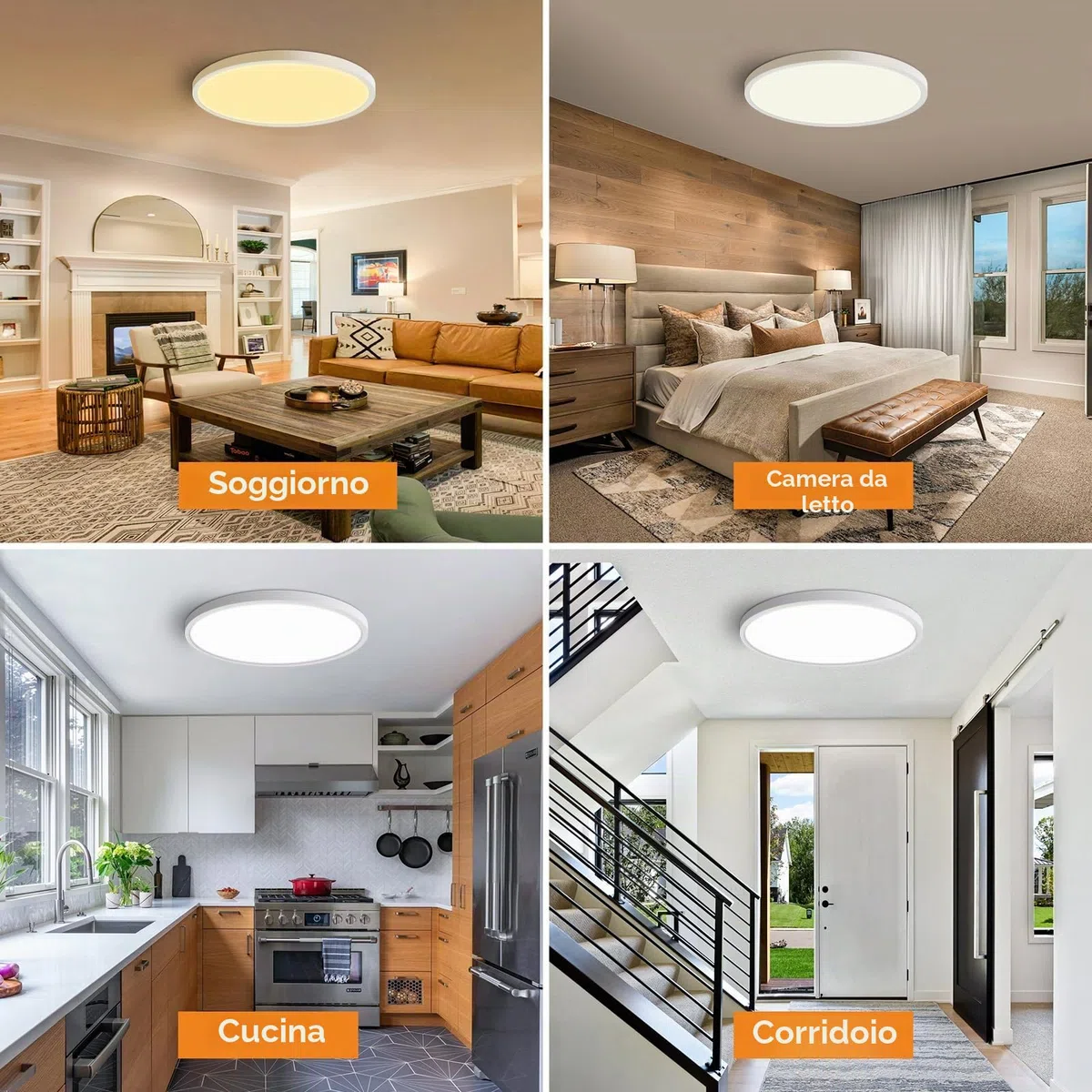 slochi Plafoniera LED Soffitto, 24W 3000K 4000K 6500K Lampada da Soffitto Bianca,2800LM IP44 Plafoniera Bagno Rotonda per Camera da Letto, Cucina, Soggiorno, Corridoio, Balcone, Ø30CM