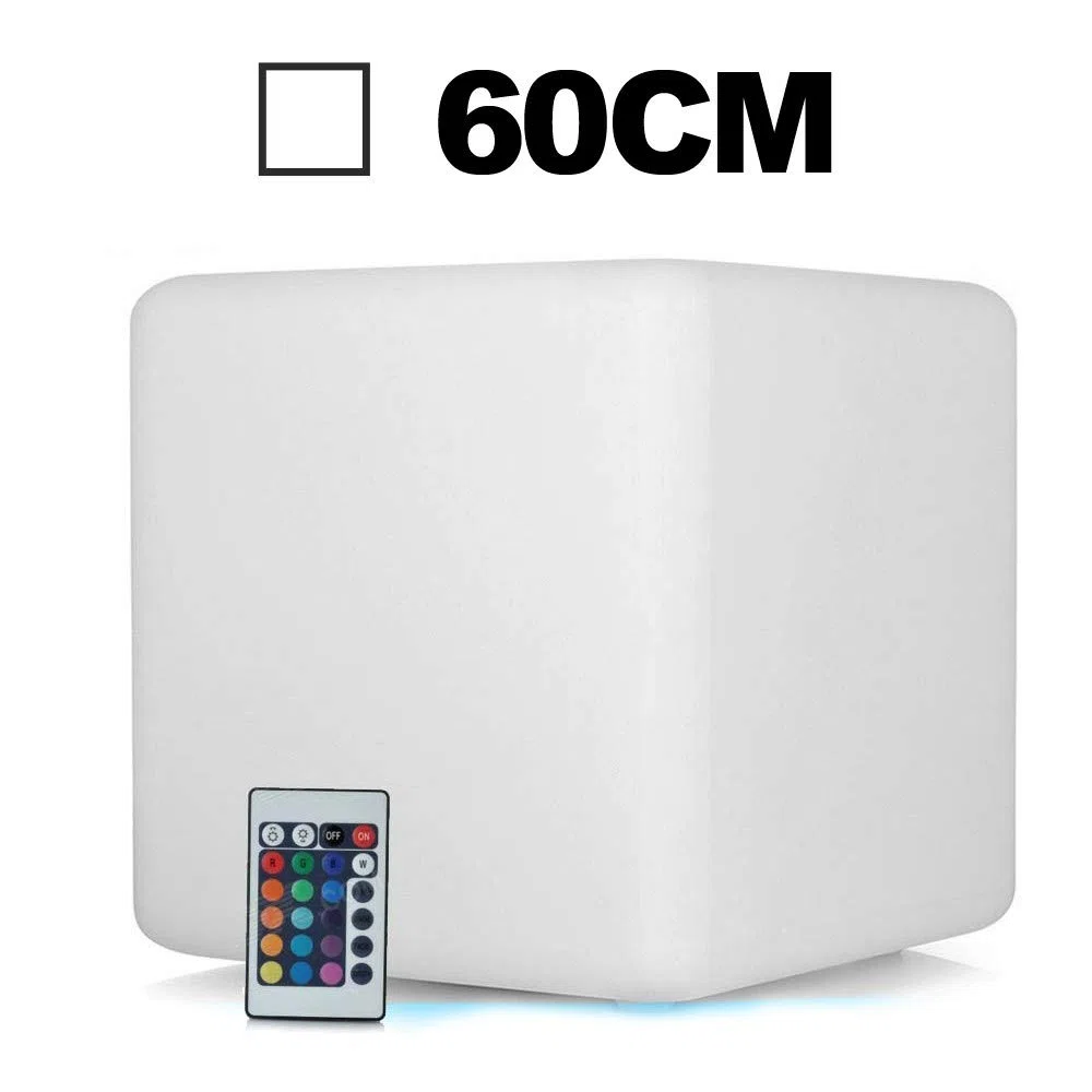 Cubo LED luminoso multicolore, 60 cm, ricaricabile senza fili