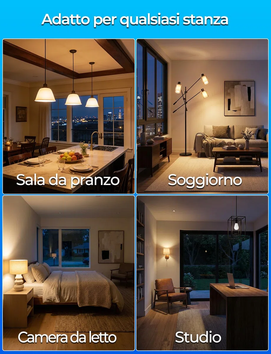 iLC Lampadina Colorata LED, Equivalente 40W, E27 12 Colore RGB 5 Watt Bianco Caldo (2700K) Edison Telecomando (Confezione da 4)