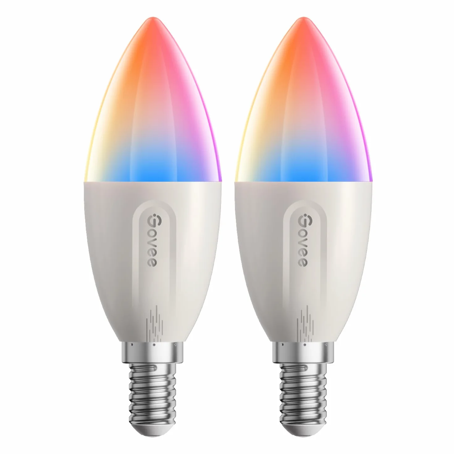 Govee E14 Lampadina Intelligente RGBWW, Compatibile con Matter e Google Assistant, 450LM, Controllo di Gruppo, 4.8W, fai da te, 16 Milioni di Colori, 54 Scene, Set di 2