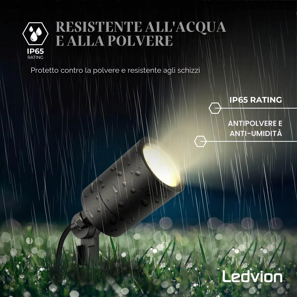 Ledvion - Faretti Esterno Lampade, IP65, 220-240V, Con Picchetto, Illuminazione Elettrica da Giardino, Senza GU10 Lampadina, Orientabile, Impermeabile