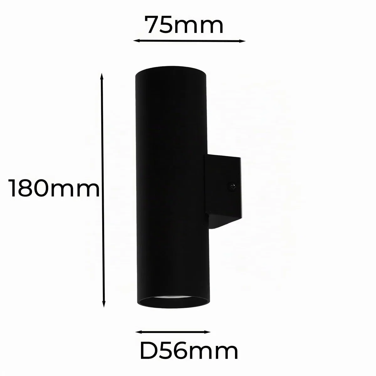 Alpinaluz Applique da Parete Up & Down con 2 Attacchi GU10, Design Cilindrico in Metallo, Lampada Decorativa da Interno per Corridoio, Camera e Soggiorno, IP20 (Nero)