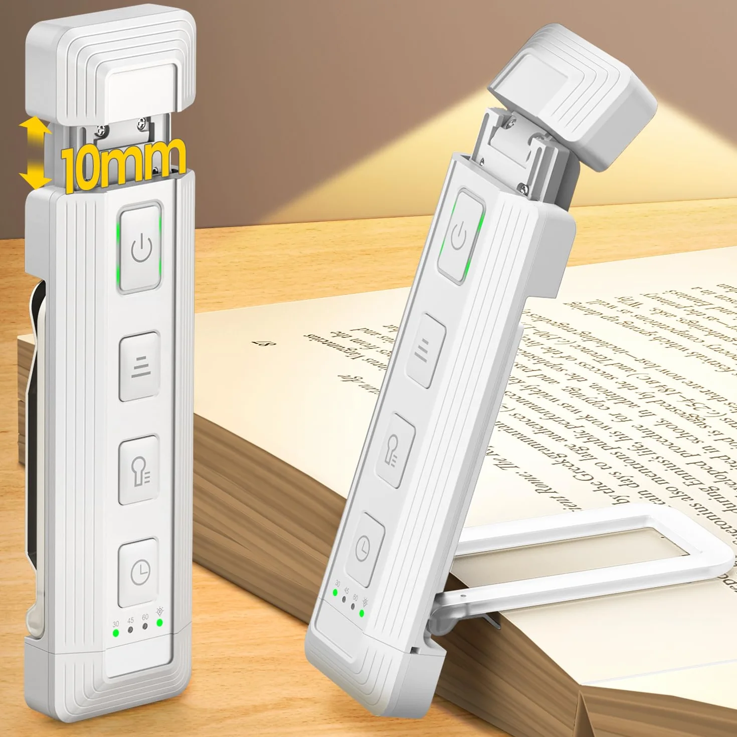 Glocusent Lampada da Lettura Estensibile, 5 Luminosità Potenziate e 3 Colori con Aiuto al Sonno e Timer, Luce per Lettura Libri a Letto Ricaricabile via USB, Ideale per Gli Amanti dei Libri