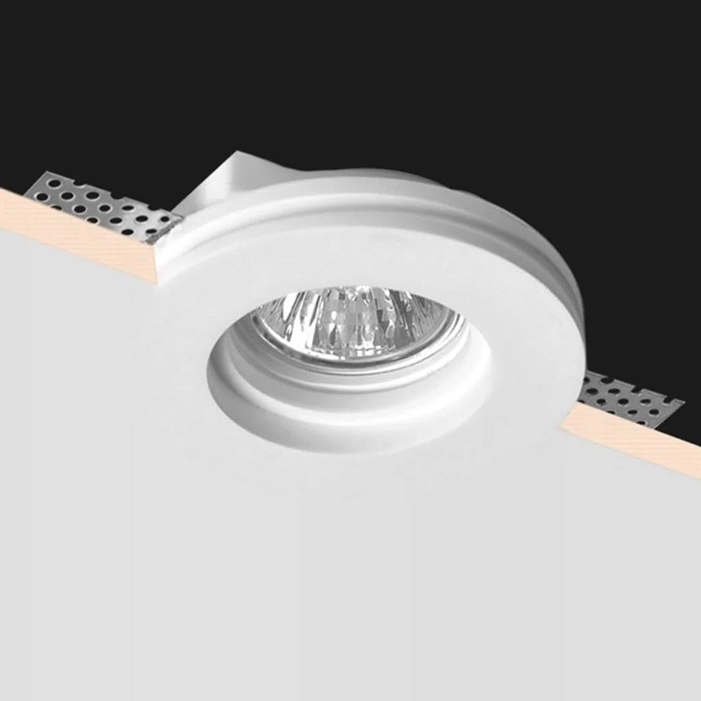 Eurekaled - Portafaretto Tondo in Gesso CERAMICO da Incasso per GU10 e MR16 in cartongesso (5 pezzi)