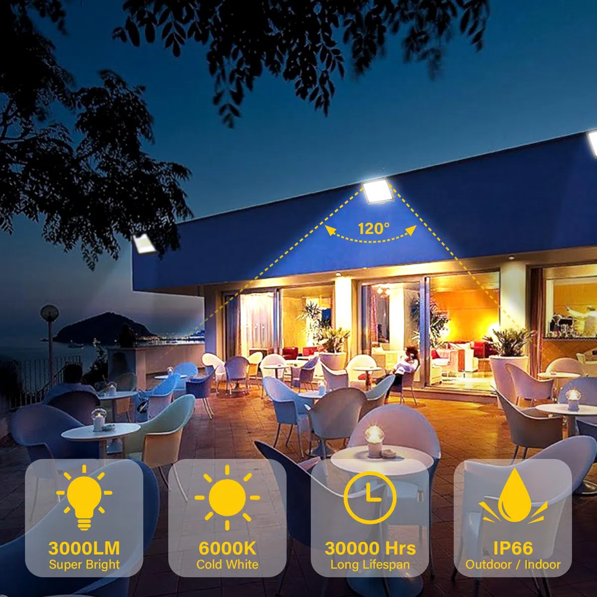 PICAA Faretto LED da Esterno, 2X 30W Faro da Lavoro a LED 6500K, luce di sicurezza LED,Proiettore Super Luminoso, Proiettore da Costruzione per Campeggio, Riparazione Auto, Escursionismo e Pesca