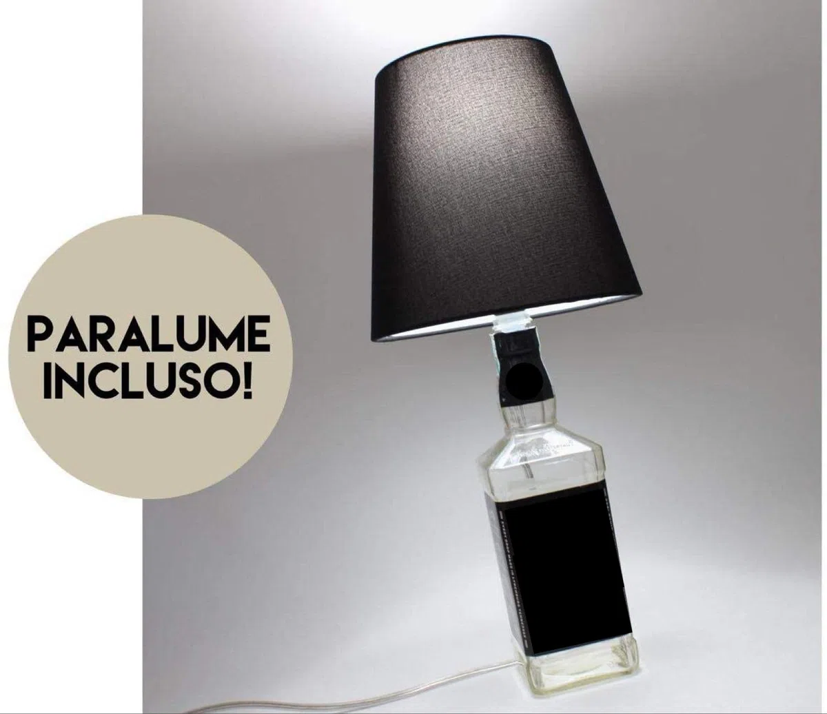 Kit Completo Paralume Nero + Adattatore portalampada E27 con filo e interruttore trasparente - Lampada Led A+ in omaggio! Trasforma una bottiglia in lampada! Lampabottiglia.it
