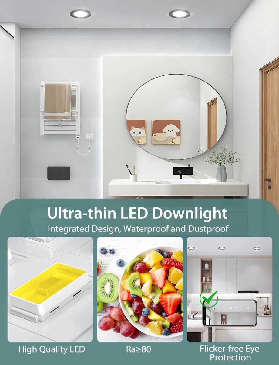 Aigostar Faretti LED da Incasso per Cartongesso, 4.8W 560LM IP65 Impermeabile, Faretto LED Incasso, Luce Bianca Fredda 6500K, Faretti Incasso Cartongesso, Diametro Foro Ø68mm, AC 220-240V, Set di 6