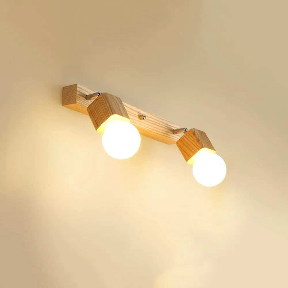 Jadssox Lampada Frontale a Specchio Regolabile in Legno Lampada Frontale Moderna per Trucco Apparecchio di Illuminazione, luci girevoli per Specchio da Bagno per Bagno, Cornice Applique da Parete