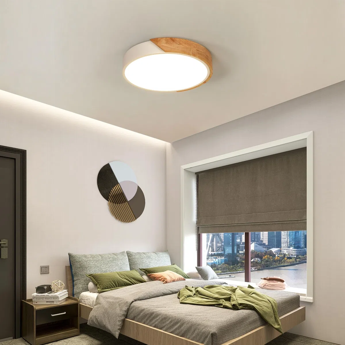 Comely 30 W Plafoniera LED Legno, Moderni Ultra magro Rotondo Plafoniere da Soffitto, Ø30 CM Lampada da Soffitto Legno Bianco Caldo 3000 K per Soggiorno Camera da Letto Corridoio Balcone Ufficio