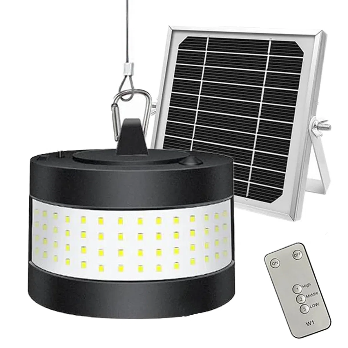 Lampada a sospensione solare con telecomando, lampade solari per esterni ed interni, dimmerabile, 160 LED/5 m/3 livello di luminosità dimmerabile